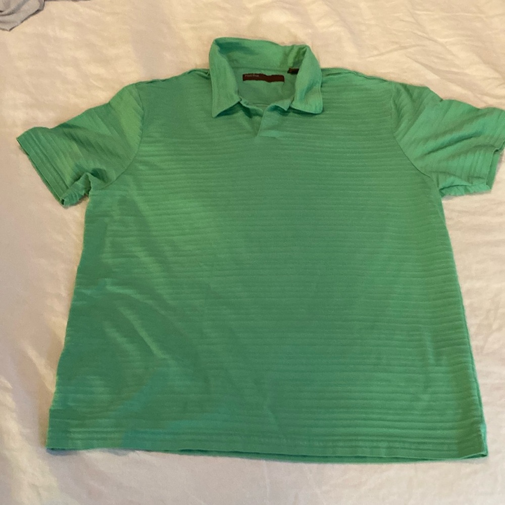 Men’s Perry Ellis Green Short Sleeve V-neck Polo Size XXL